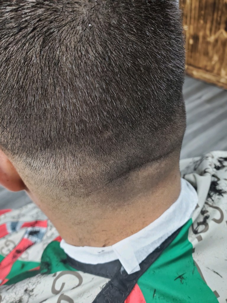 The back of a person's head with freshly faded hair.
